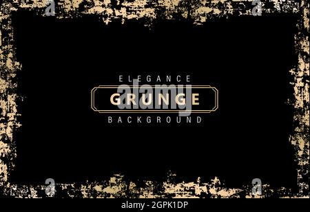 Grunge Rahmen und Grenzen Eleganz mit Farben golden isoliert schwarzen Hintergründen, grunge Hintergrund mit Rahmen und Ort für Text, für Banner, Kulissen, Stoff drucken, und Wallpaper für Agentur Stock Vektor