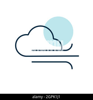Vektorsymbol „Bewölkt“ und „Wind“. Wetterschild Stock Vektor