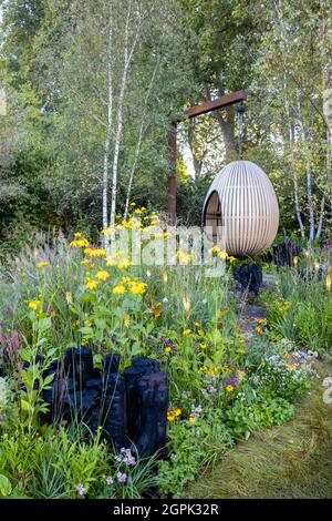 Der Yeo Valley Organic Garden, Gewinner der Goldmedaille und People's Choice Show Garden auf der RHS Chelsea Flower Show, die im September 2021 in London SW3 stattfand Stockfoto