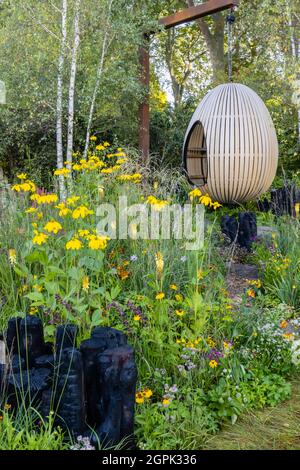 Der Yeo Valley Organic Garden, Gewinner der Goldmedaille und People's Choice Show Garden auf der RHS Chelsea Flower Show, die im September 2021 in London SW3 stattfand Stockfoto