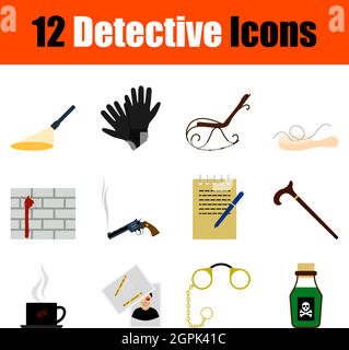 Detektiv-Symbol Festgelegt Stock Vektor