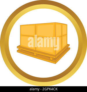 Kartons auf Holzpalette Vektor icon Stock Vektor