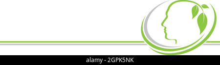 Menschen, Gesicht, Kopf und Blätter, Logo, Hintergrund Stock Vektor