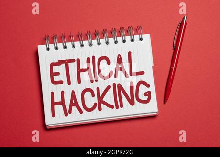 Konzeptuelle Bildunterschrift ethisches Hacking. Konzeptueller Fotoakt zur Auffindung von Schwächen und Schwachstellen beim Schreiben von Computern Neue Ideen sagen Botschaft und Stockfoto