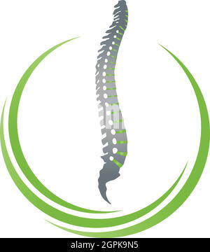 Wirbelsäule und Kreise, Rücken, Orthopädie und Massage-Logo, Hintergrund Stock Vektor