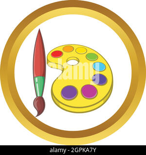 Kunst-Palette mit Farben und Pinsel Vektor icon Stock Vektor