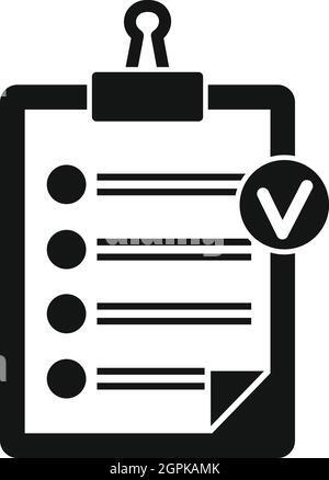 Check-List-Symbol, einfachen Stil Stock Vektor