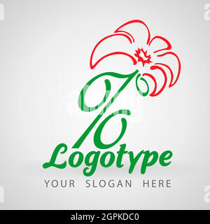 Green Prozent Blume Logo Symbol Design Vorlage. Rabattprozentsatz. Vektorgrafik. Sonderangebotssymbol. VERKAUF für Frau Logo Vorlage. Prozent rote Blume Symbol Logo-Design. Entwickelt für Ihr Website-Design, Logo, App, UI. Flacher Style. Stock Vektor