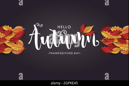 Herbst Thanksgiving Hintergrund Layout schmücken mit Blättern für den Einkauf Verkauf oder promo. Stock Vektor