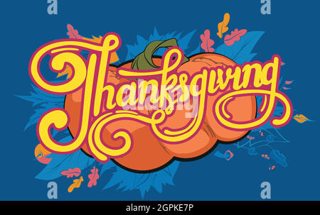 Thanksgiving Tageskarte. Illustration und Skizzen Stock Vektor