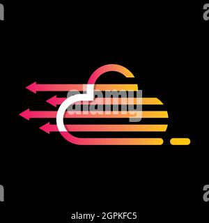 Pfeil Wolke Vektor Logo Vorlage Design Stockfoto