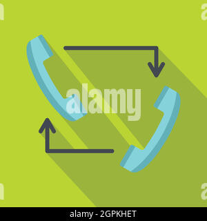 Blaue Handys mit Pfeile-Symbol, flachen Stil Stock Vektor