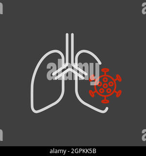 Symbol für durch Viren und Bakterien infizierte menschliche Lungen Stock Vektor