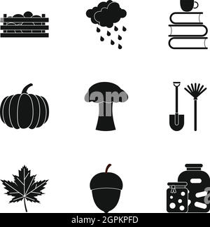 Herbstliches kommenden Icons Set, einfachen Stil Stock Vektor