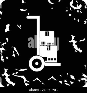 LKW mit Kisten-Symbol, Grunge-Stil Stock Vektor