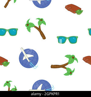 Tourismus am Meer Muster, Cartoon-Stil Stock Vektor