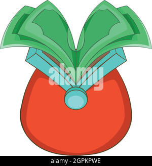 Geldbörse-Symbol, Cartoon-Stil Stock Vektor