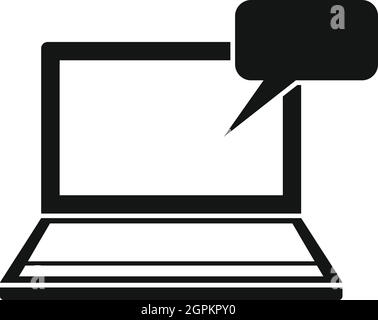 Laptop mit Blase Rede Symbol, einfachen Stil Stock Vektor