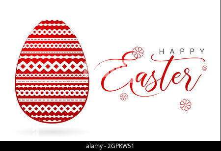 Happy Easter rotes Osterei, Osterei mit Papierschnitt. Isolierte weiße Hintergründe, anwendbar für Grußkarten und Banner Social Media Stock Vektor