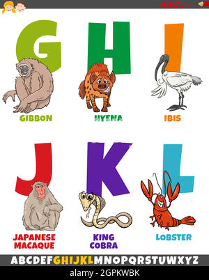 Cartoon Alphabet Set mit Comic-Tierfiguren Stock Vektor