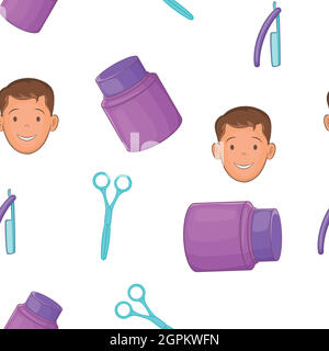 Mann Frisur Muster, Cartoon-Stil Stock Vektor