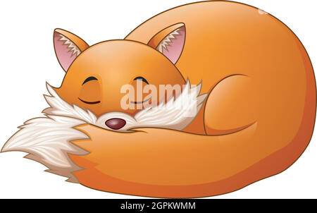 Vektor-Illustration von Niedlichen Fuchs Cartoon schläft Stock Vektor