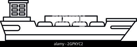 Cargo-Schiff-Symbol, Umriss-Stil Stock Vektor