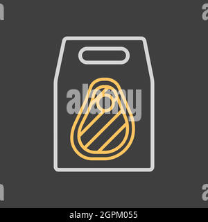 Symbol für die schnelle Lieferung von Lebensmitteln zum Mitnehmen von Papiertüten. Stock Vektor