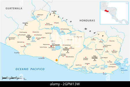 vektorkarte der Zentralamerikanischen Republik El Salvador Stock Vektor
