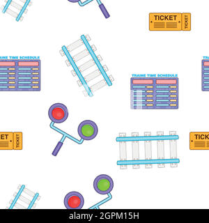 Eisenbahn-Muster, Cartoon-Stil Stock Vektor