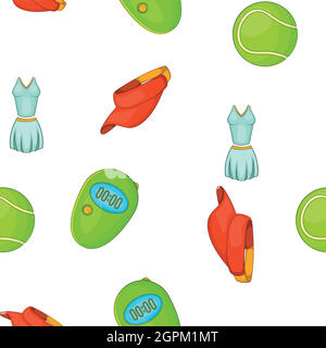 Muster der Tennisausrüstung, Cartoon-Stil Stock Vektor