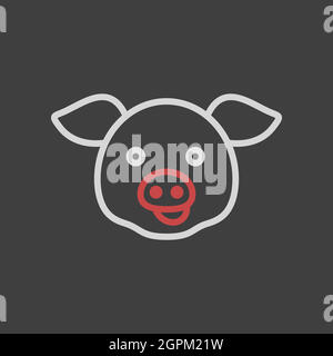 Flachsymbol für Pig-Vektor. Vektor des Tierkopfs Stock Vektor