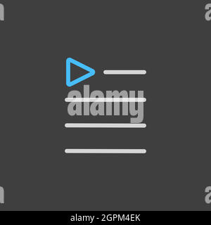 Vektor-Flat-Symbol für Musik-Wiedergabeliste auf dunklem Hintergrund Stock Vektor