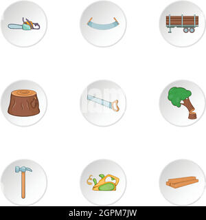 Hackmesser Icons Set, Cartoon-Stil Stock Vektor