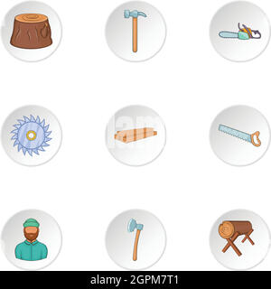 Sägen Icons Set, cartoon-Stil Stock Vektor