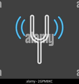 Stimmgabel Vektor flach Symbol auf dunklem Hintergrund Stock Vektor