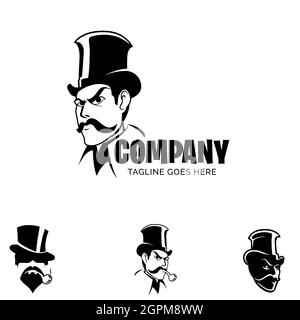 Gentleman Head Symbol Set Vektor-Illustration für Design-Element Stock Vektor