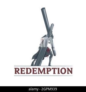 Redemption Symbol Illustration Vektor. Eine Via Dolorosa Szene. Kann als Logo, T-Shirt-Print, Buchcover oder jedem anderen Zweck verwendet werden. Stock Vektor