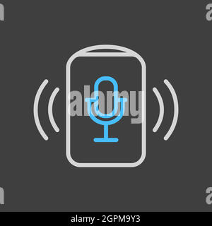 Voice Assistant Concept Vector-Symbol auf dunklem Hintergrund Stock Vektor