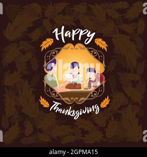 Happy Family und Happy Thanksgiving Illustration Stock Vektor