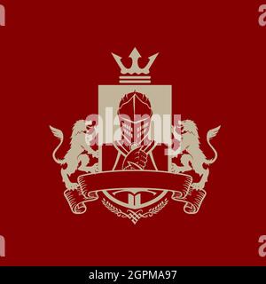 Ritter und Schwert Emblem für Design-Element Stock Vektor