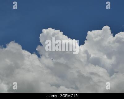 Cumulus Wolke auf schönen blauen Himmel im Tageslicht, Fluffy Wolken Formationen in tropischen Zone Stockfoto