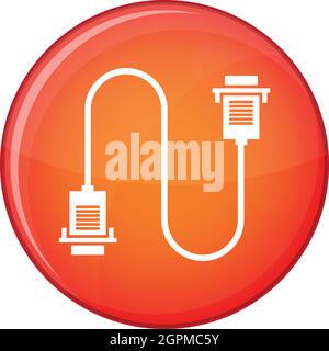 Kabel Draht Computersymbol, flachen Stil Stock Vektor