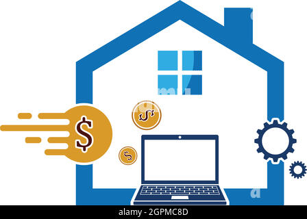 Arbeiten von zu Hause aus Vektor-Logo-Illustration Stock Vektor