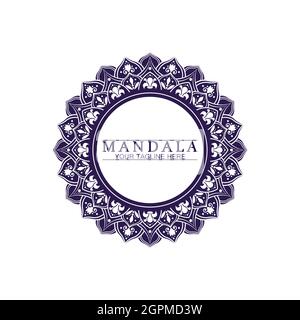 Kreis Muster Blütenblatt Blume Mandala Vektor-Logo Vorlage Illustration. Bunte Vorlage für spirituelle Rückzug oder Yoga-Studio, Ornamental Visitenkarte Stock Vektor
