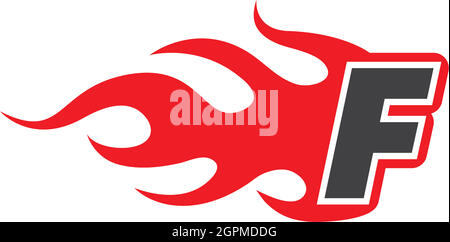 f-Buchstabe mit Feuervektor-Icon-Design Stock Vektor