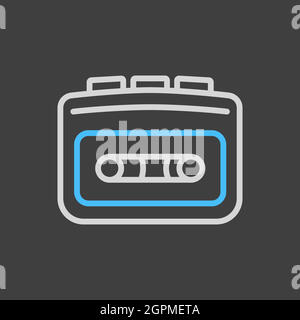 Flaches Vektorsymbol für Kassettenspieler auf dunklem Hintergrund Stock Vektor