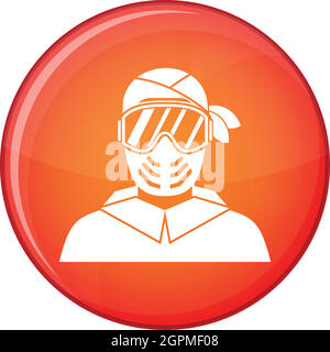 Paintball-Spieler tragen Schutzmaske Symbol Stock Vektor
