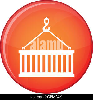 Kranhaken hebt Container Symbol, flachen Stil Stock Vektor