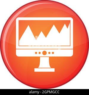 Monitor und ein Diagrammsymbol, flachen Stil Stock Vektor